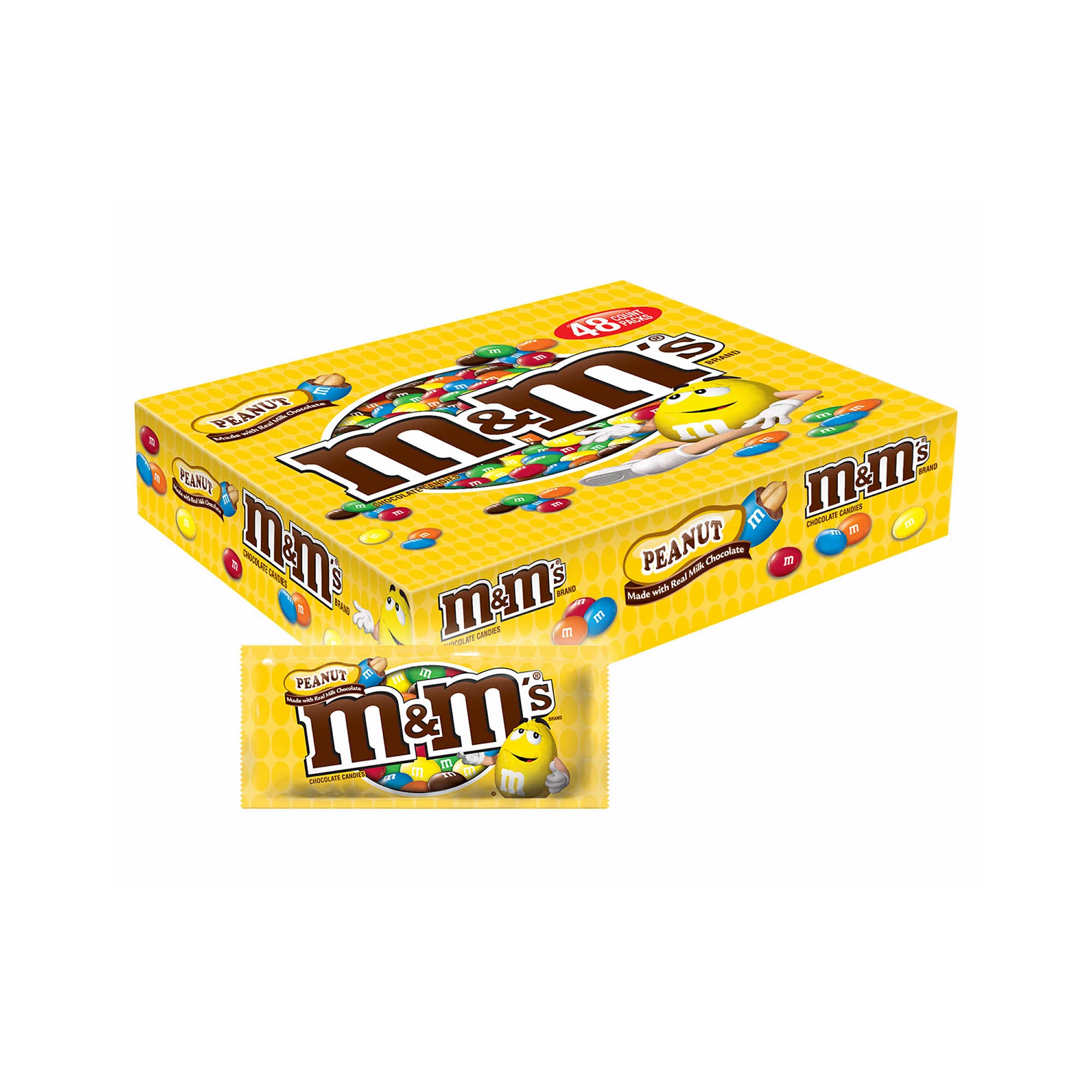 M&M'S Peanut Milk Chocolate Full Size Bulk Candy - 1.74oz/48ct